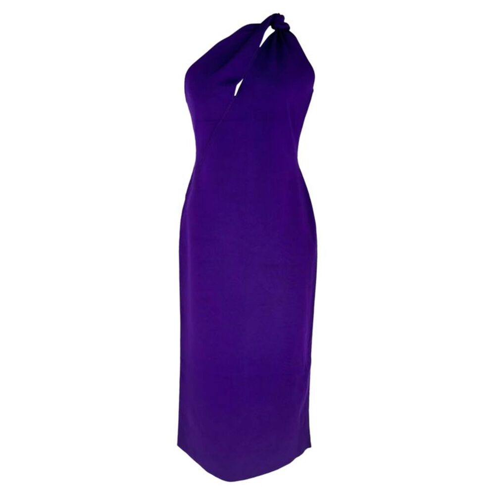 Galvan London One-Shoulder Midi Dress in Violet Viscose